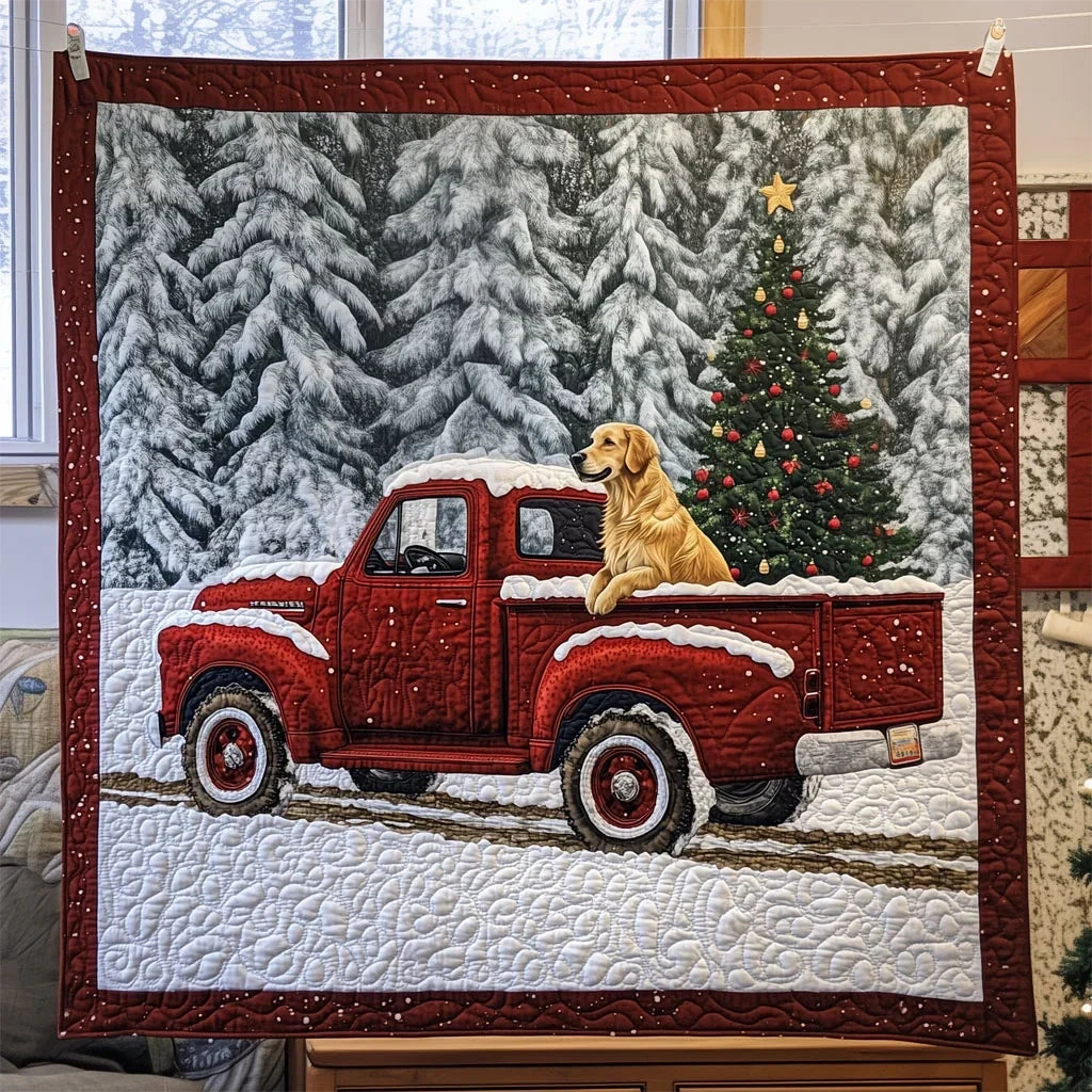 Red Truck & Golden Cheer Quilt Blanket