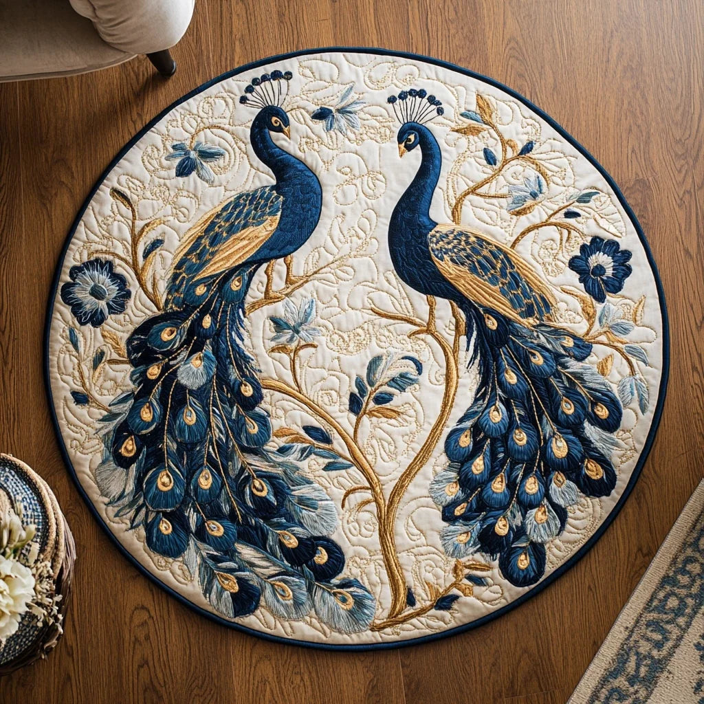 Regal Feather Flourish Quilted Round Mat