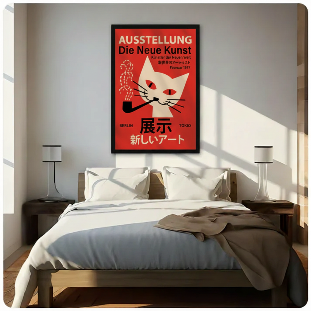 Retro Cat Poster Vintage Canvas Wall Art