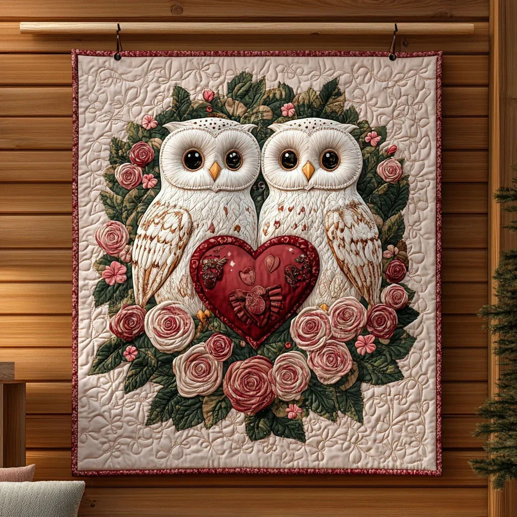 Rose Owls Quilt Blanket