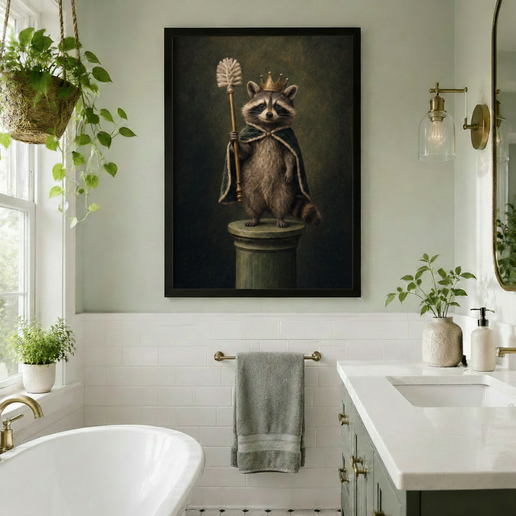 Royal Raccoon King Throne Funny Canvas Art Wall Art