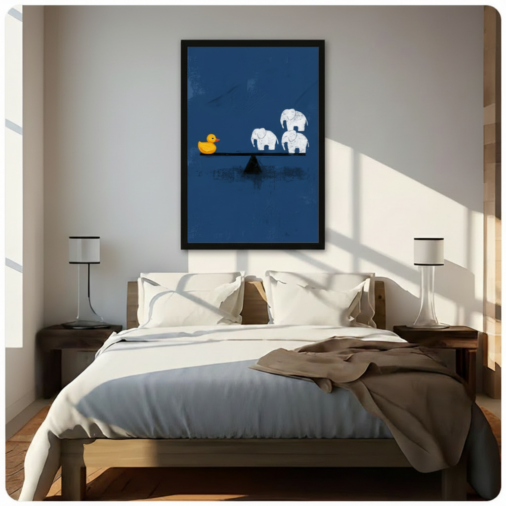 Rubber Duck vs Elephants Minimalist Canvas Art