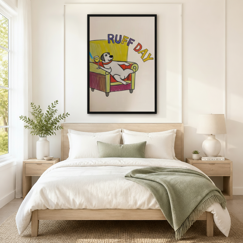 Ruff Day Funny Dog Canvas Wall Art
