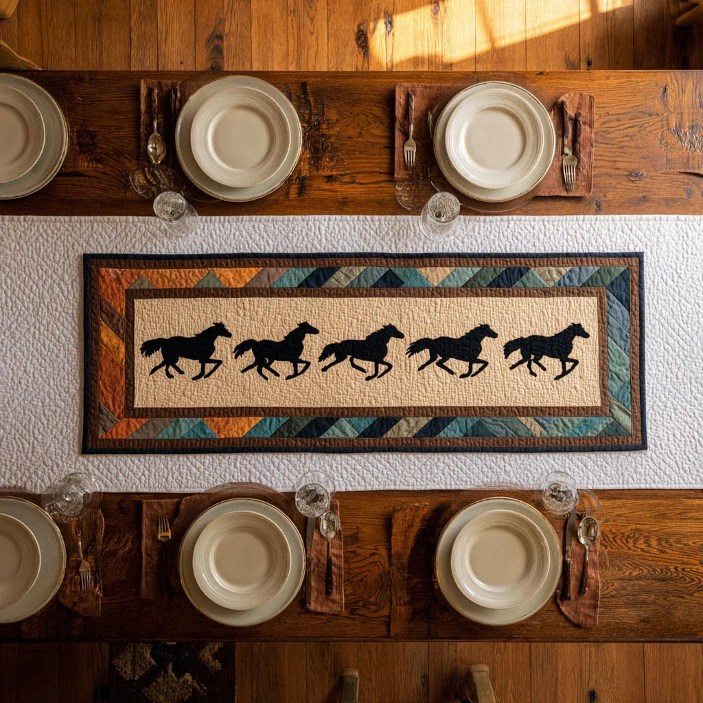 Running Horse Fortune Quilted Table Runner
