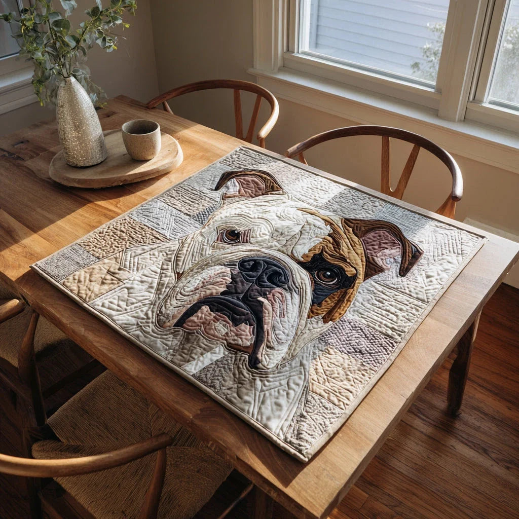 Rustic Bulldog Quilted Table Topper