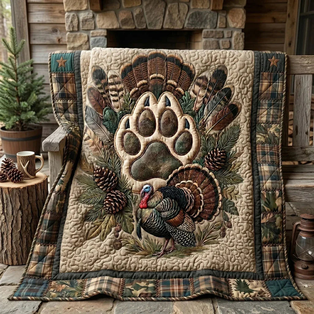 Rustic Camo Turkey Lodge Quilt Blanket