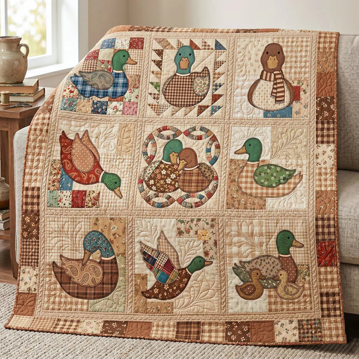 Rustic Duck Quilt Blanket - Quilted Blanket by Wild and Way