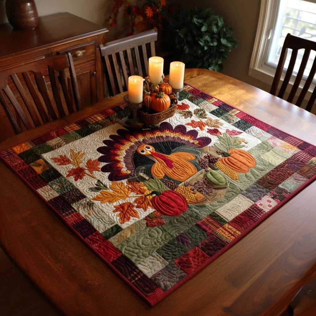 Rustic Gobble Quilted Table Topper