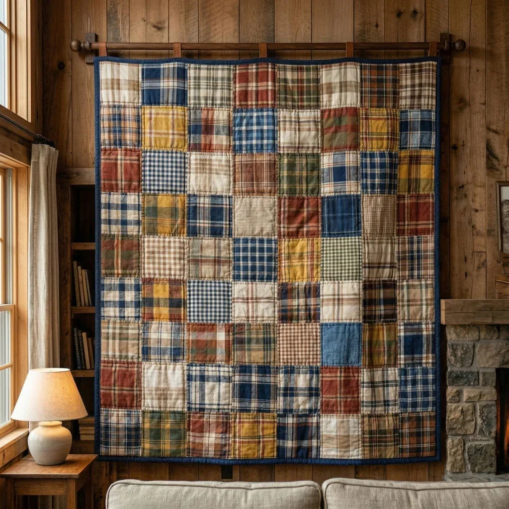 Rustic Patchwork Plaid Quilt Blanket