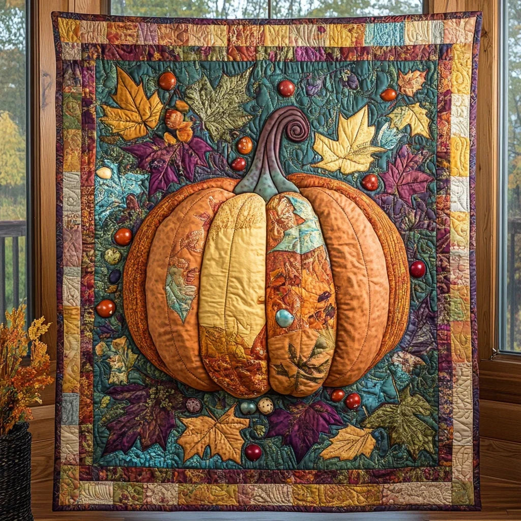 Rustic Pumpkin Quilt Blanket