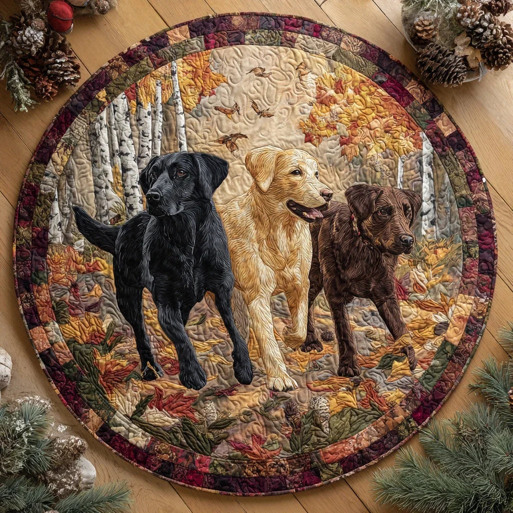 Rustic Retrievers Quilted Round Mat