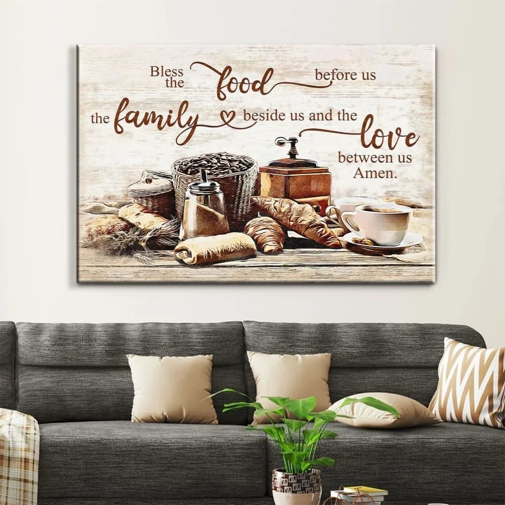 bless the food before us the family beside us wall art canvas print (Landscape) (view 5)
