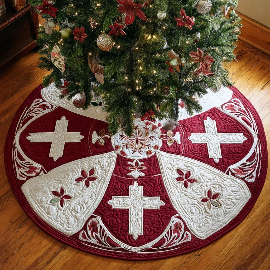 Sacred Elegance Christmas Quilted Tree Skirt