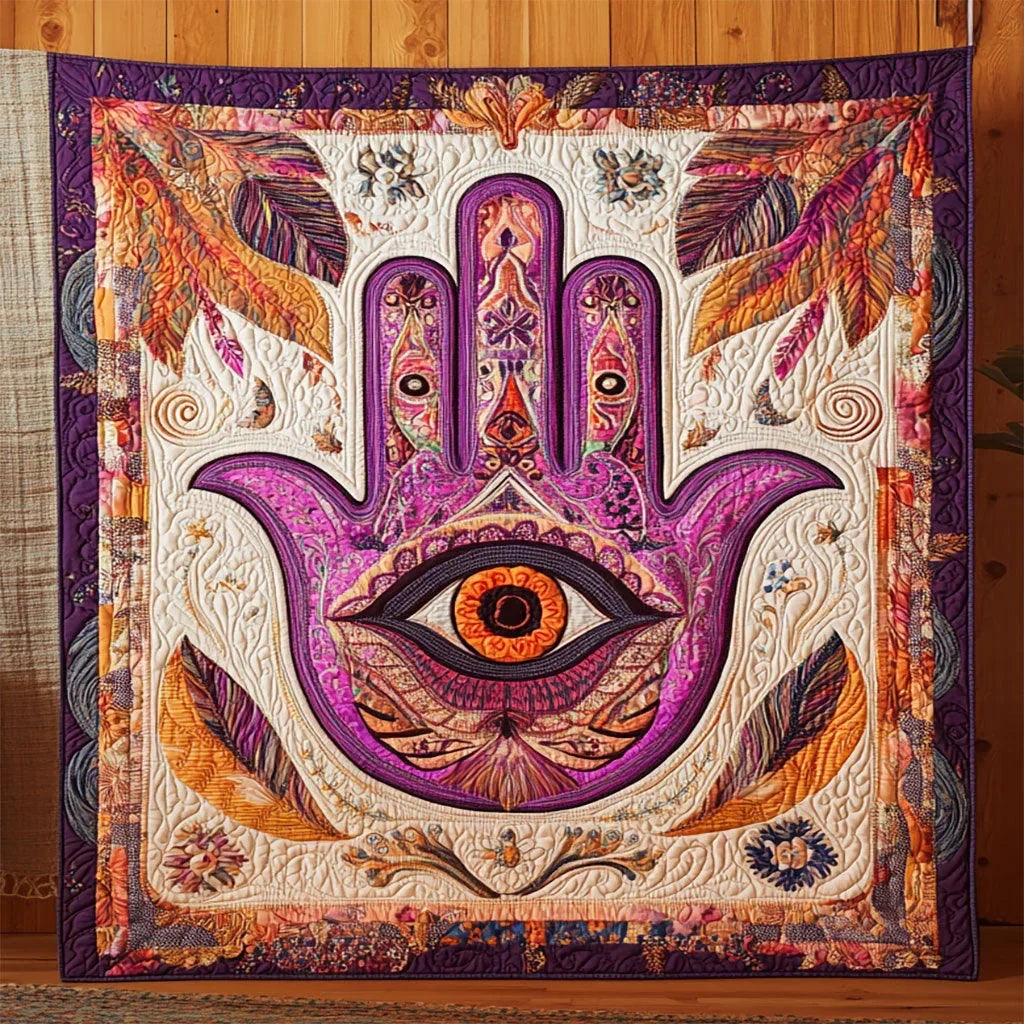 Sacred Hamsa Quilt Blanket