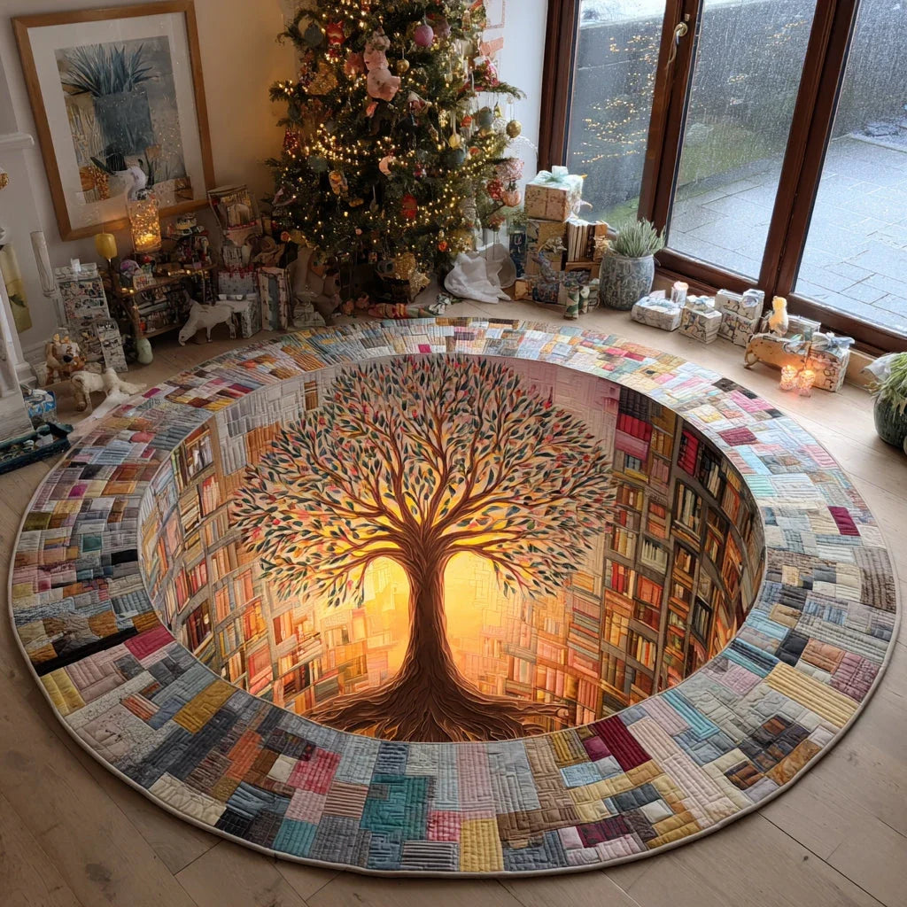 Sacred Library Quilted Round Mat