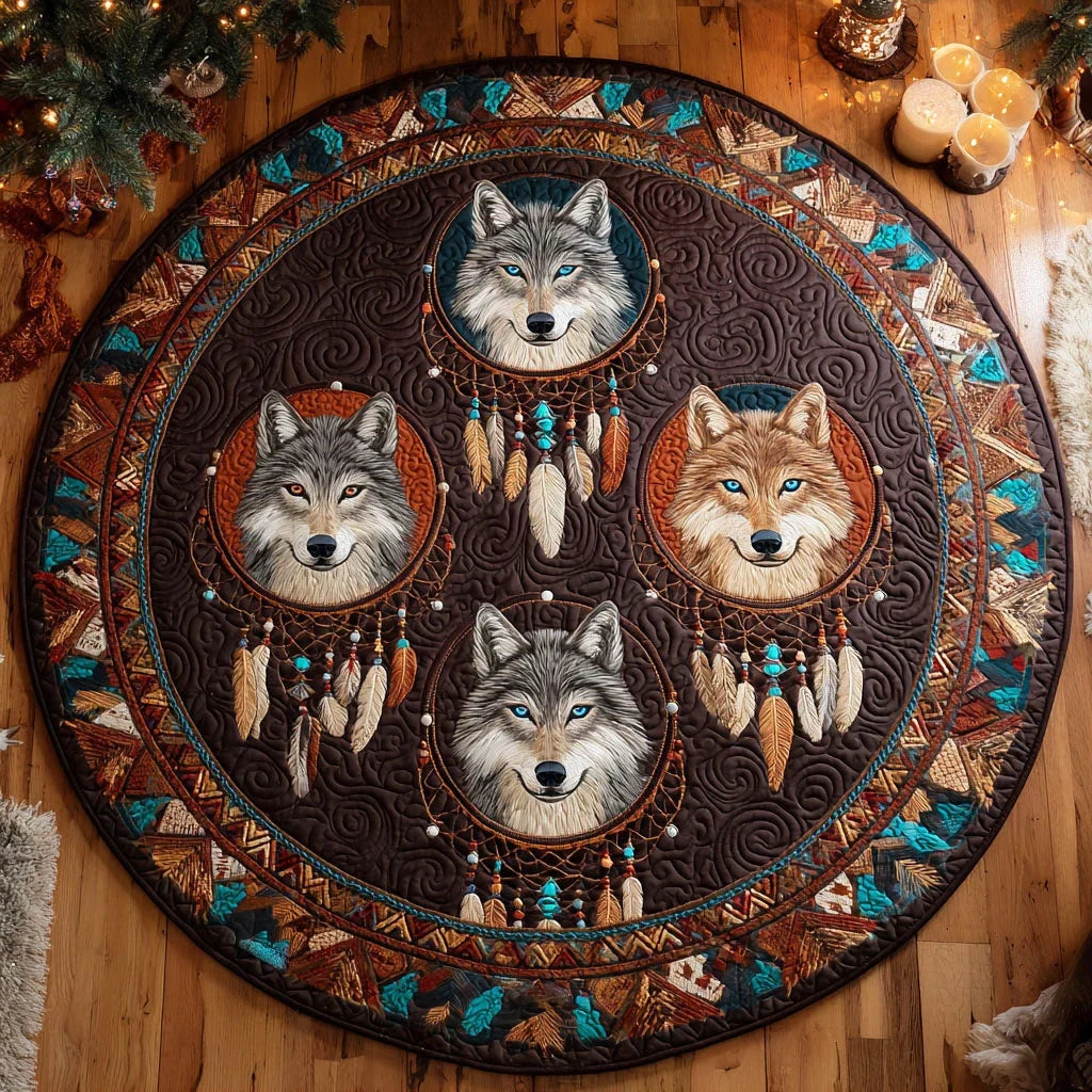 Sacred Wolves Quilted Round Mat