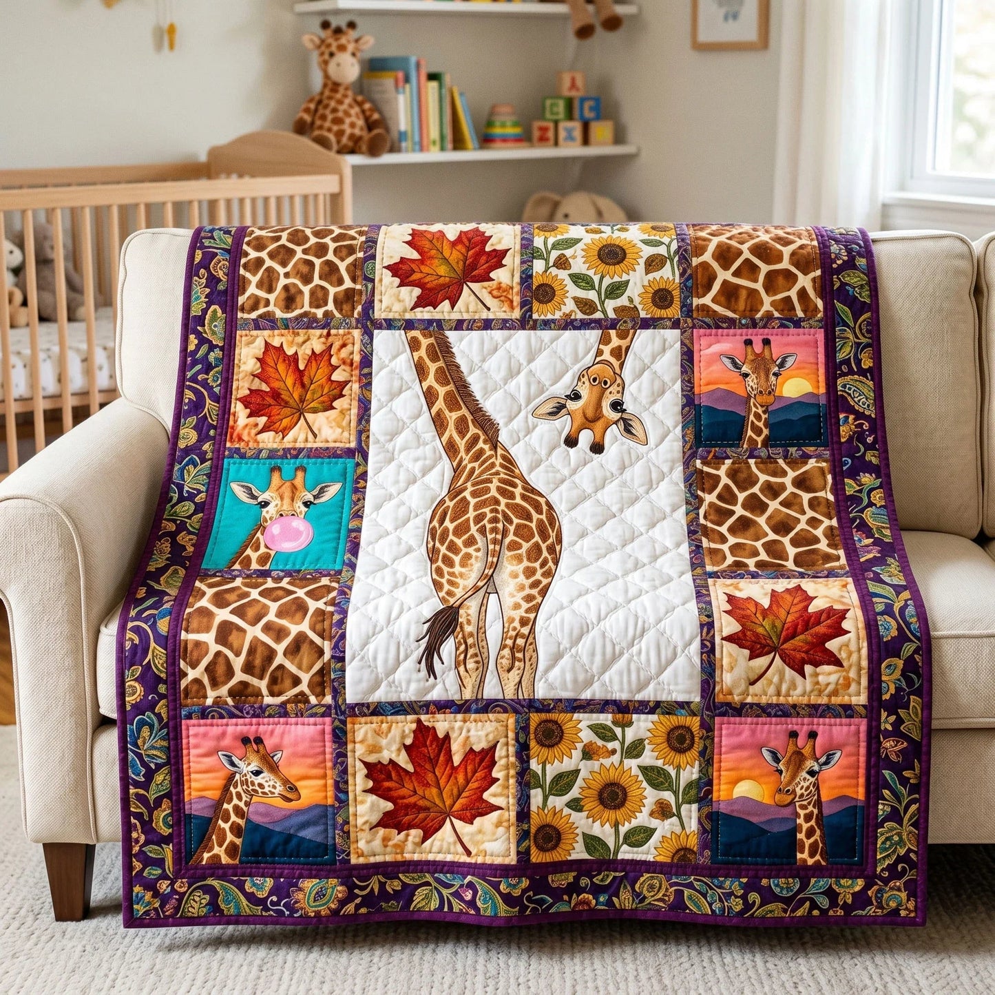 Safari Giraffe Quilt Blanket - Quilted Blanket by Wild and Way