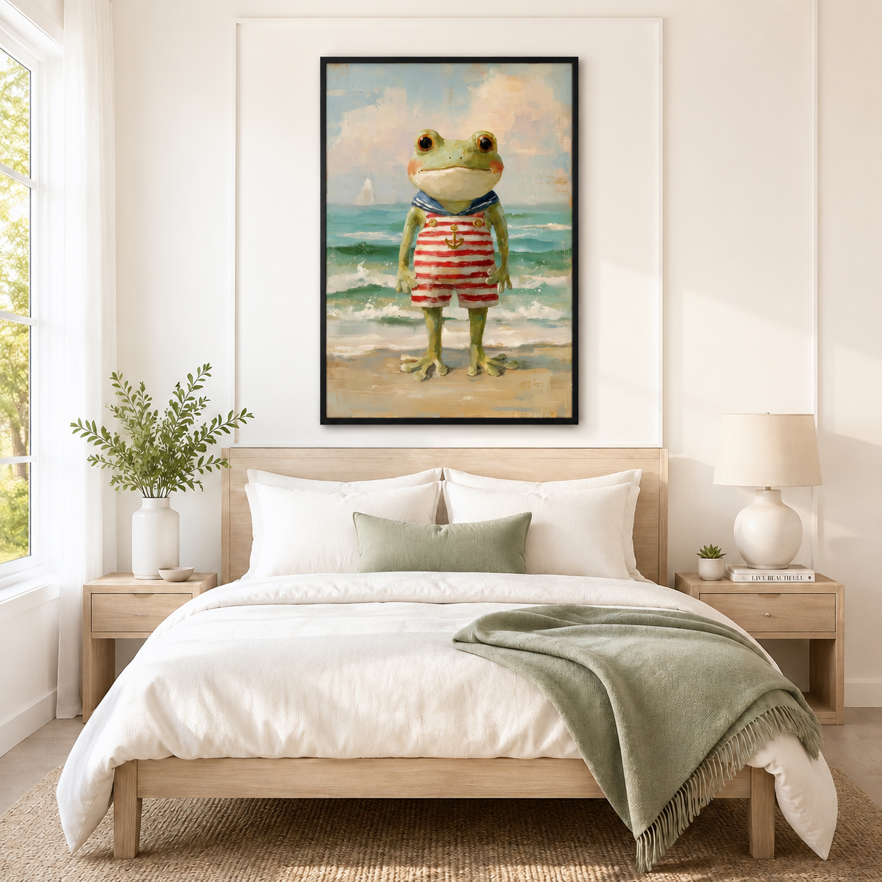 Sailor Frog Beach Vintage Canvas Wall Art