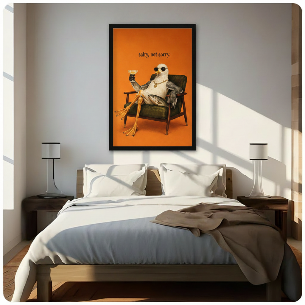 Salty Seagull Funny Quote Canvas Wall Art