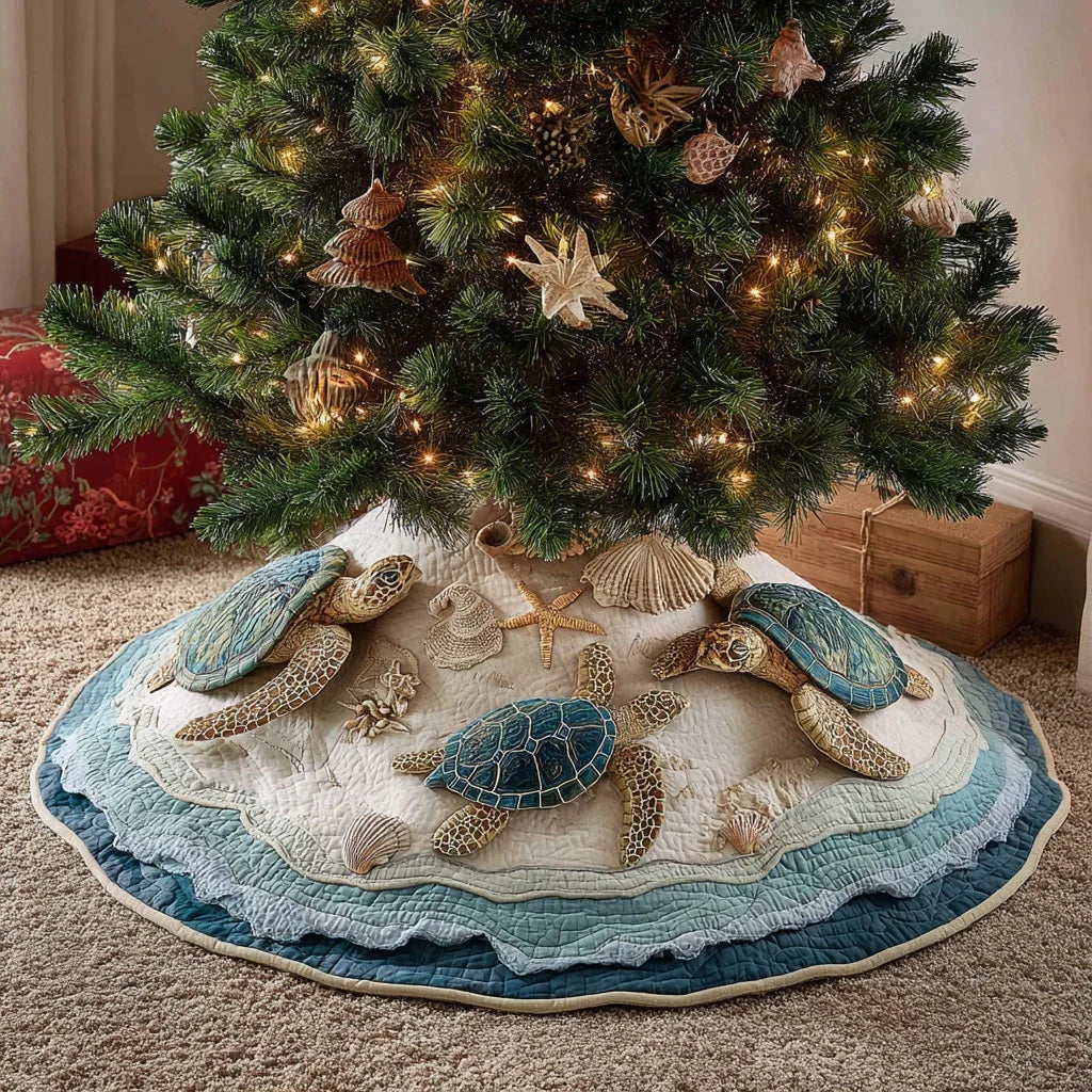 Sandy Tides Christmas Quilted Tree Skirt