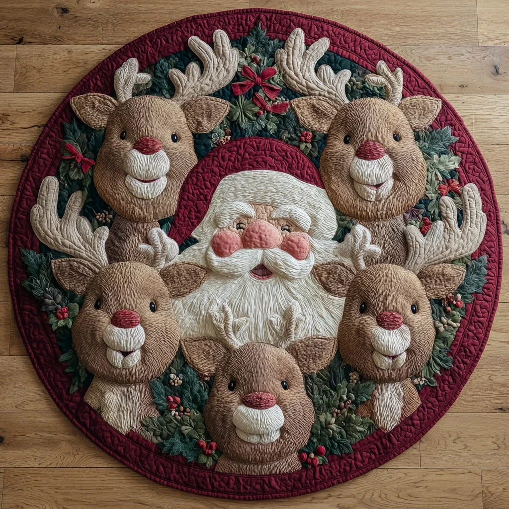 Santa Claus Crew Quilted Round Mat