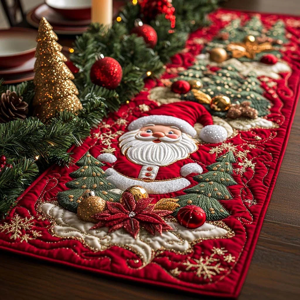 Santa Quilted Table Runner