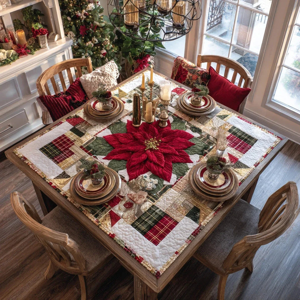 Scarlet Star Quilted Table Topper