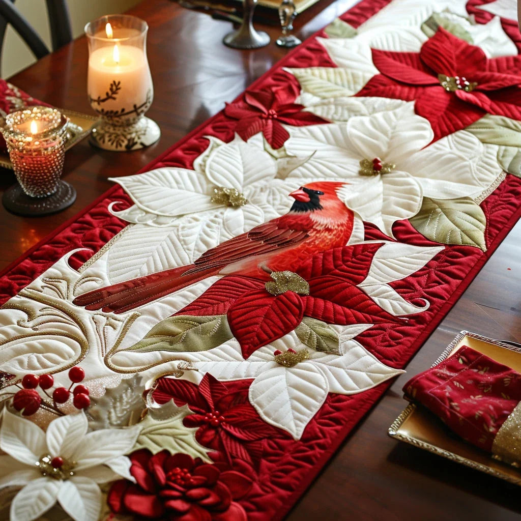 Scarlet Whispers Quilted Table Runner