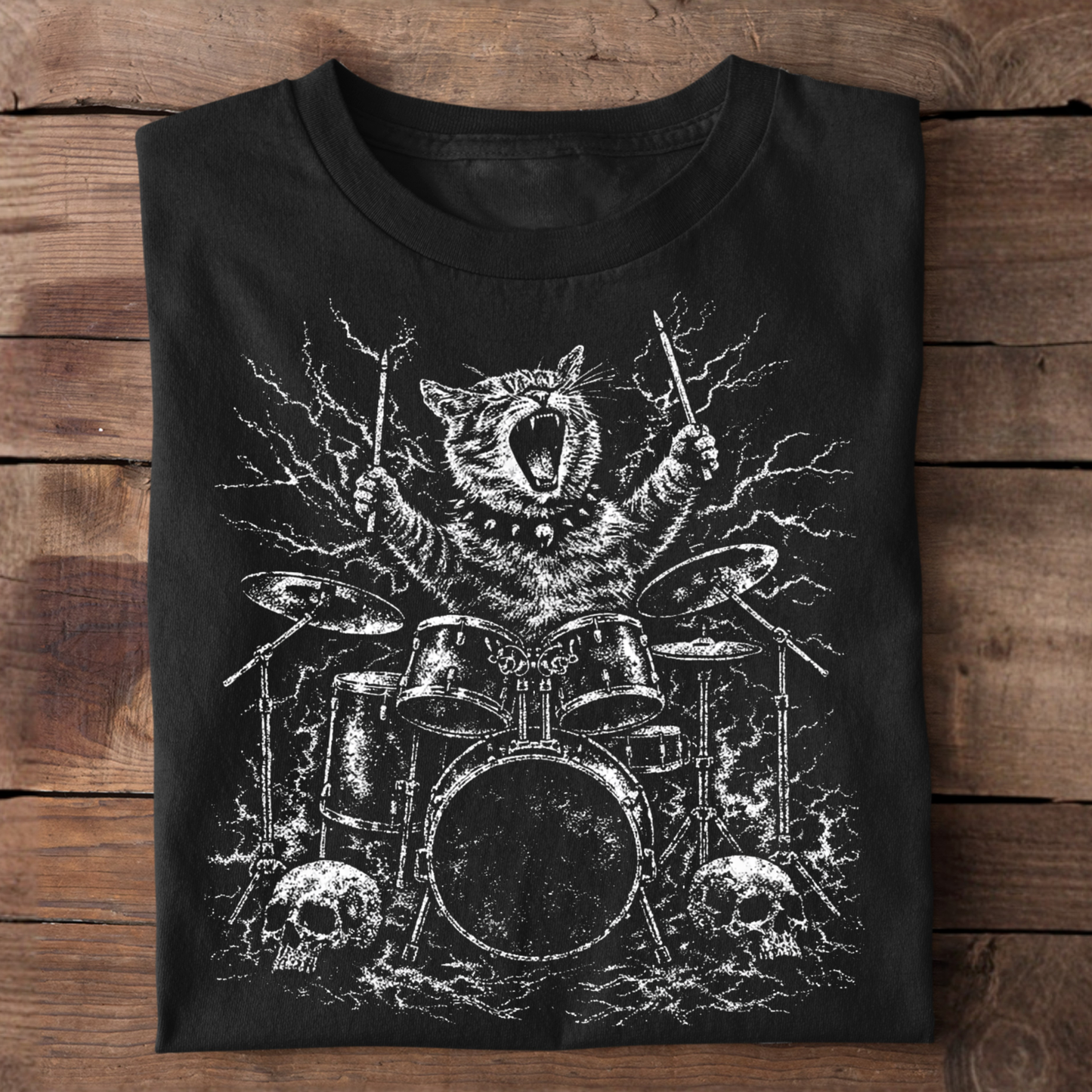Katze am Schlagzeug T-Shirt