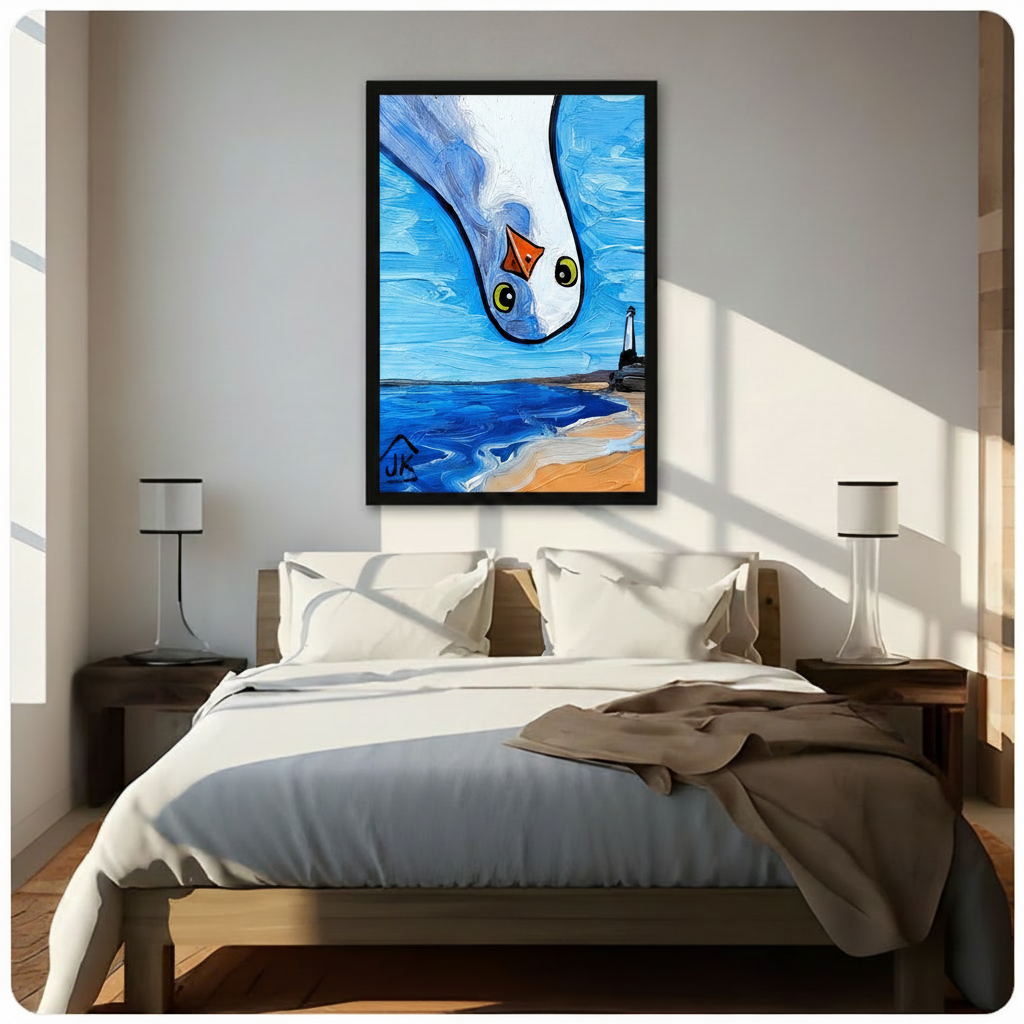Bold Seagull Coastal Oil Style Canvas Wall Art
