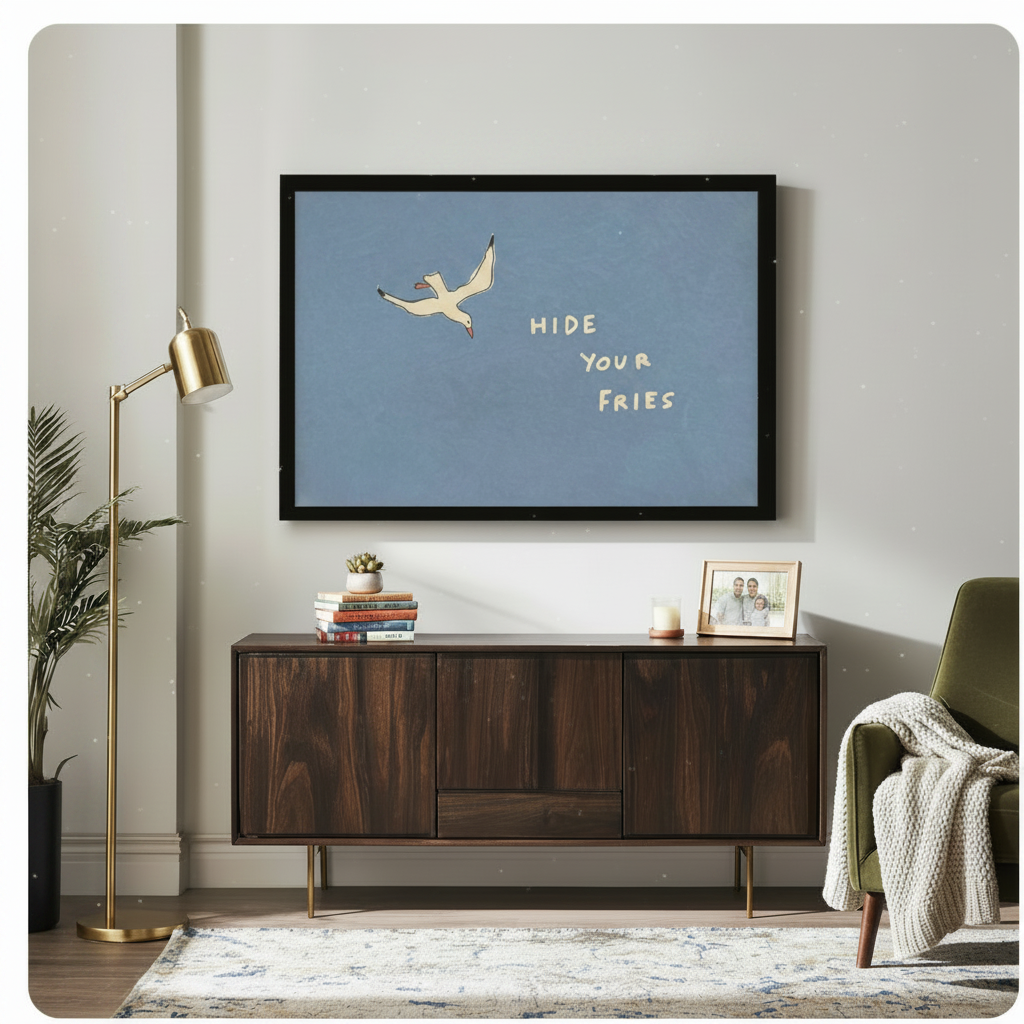 Hide Your Fries Seagull Funny Quote Canvas Wall Art