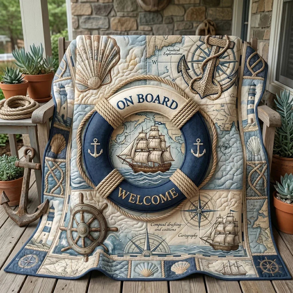 Seaside Compass Voyage Quilt Blanket