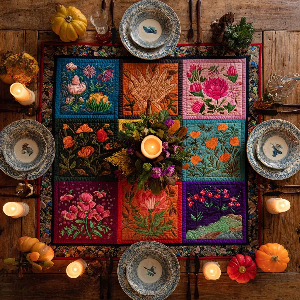 Seasonal Splendor Quilted Table Topper