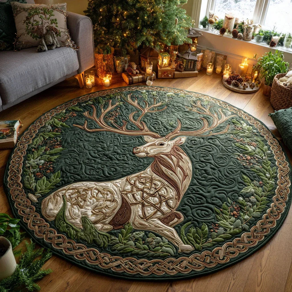 Serene Stag Quilted Round Mat