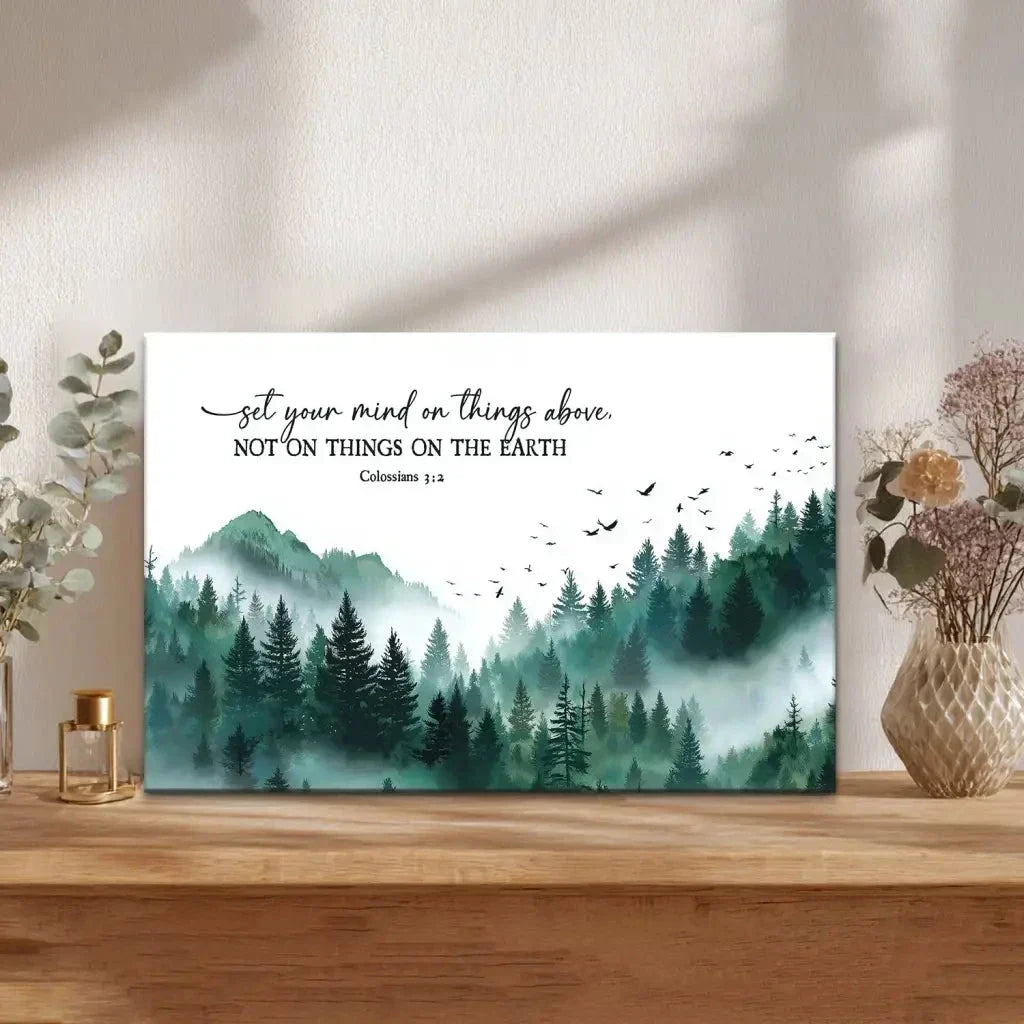 colossians 3 2 set your mind on things above wall art canvas (Landscape) (view 7)