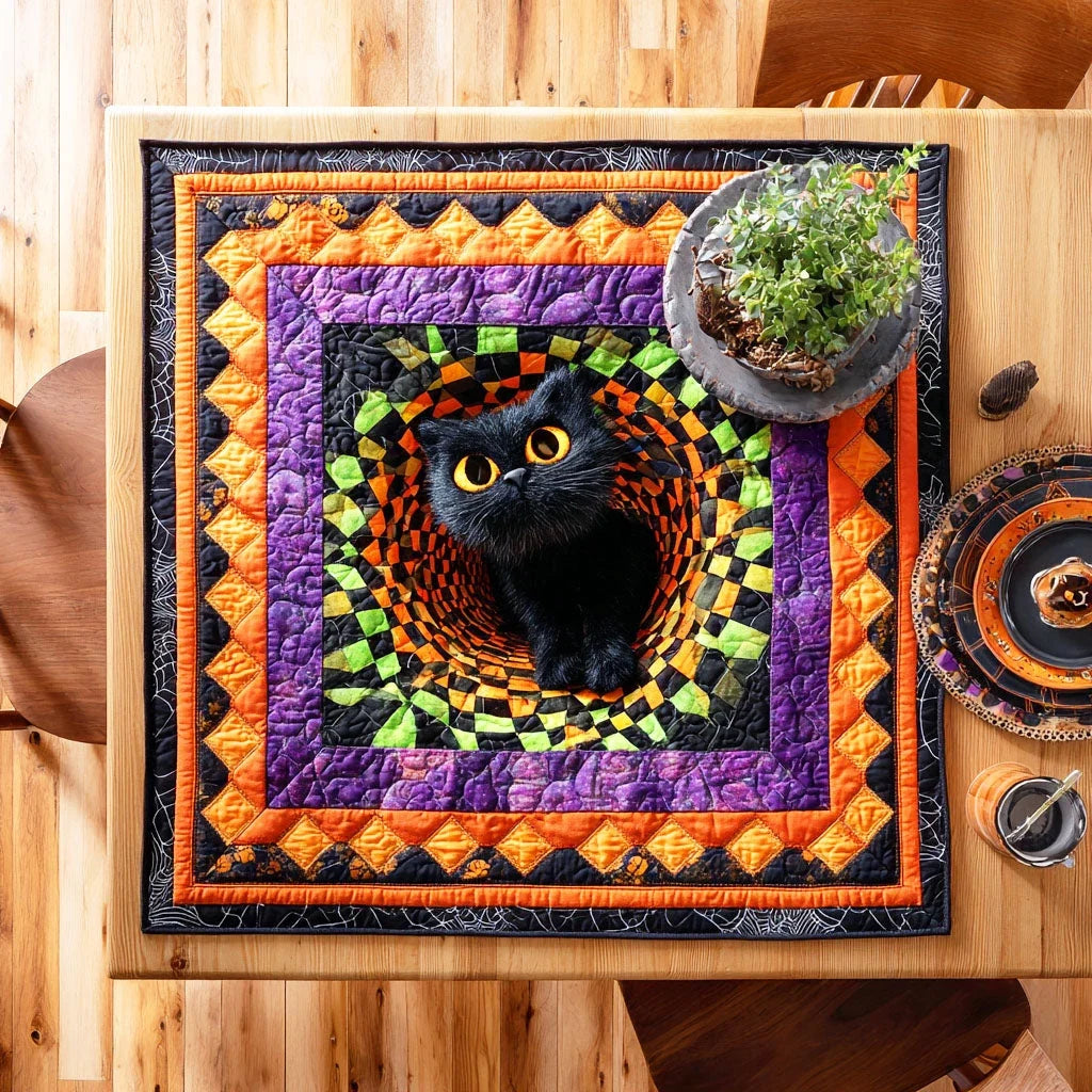 Shadow Cat Quilted Table Topper