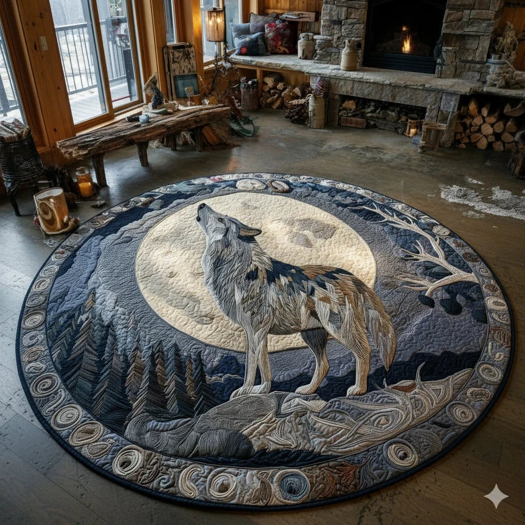 Shadow Howl Quilted Round Mat
