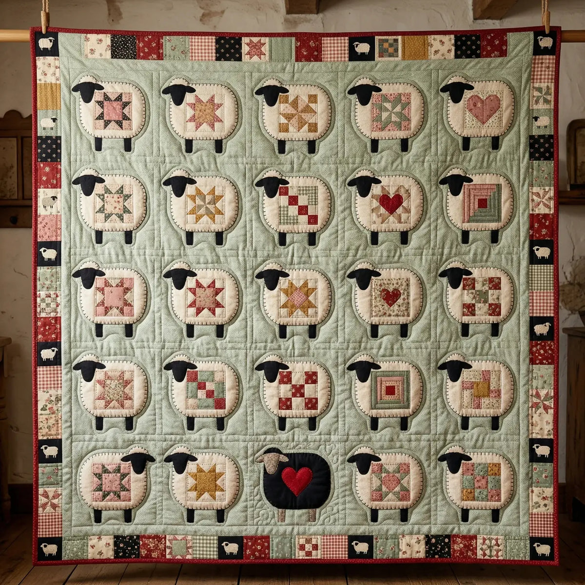 Sheep Patchwork Quilt Blanket