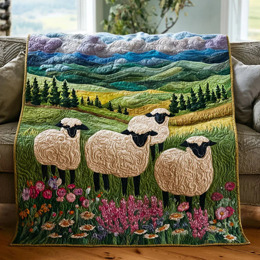 Sheep Valley Quilt Blanket - Quilted Blanket by Wild and Way