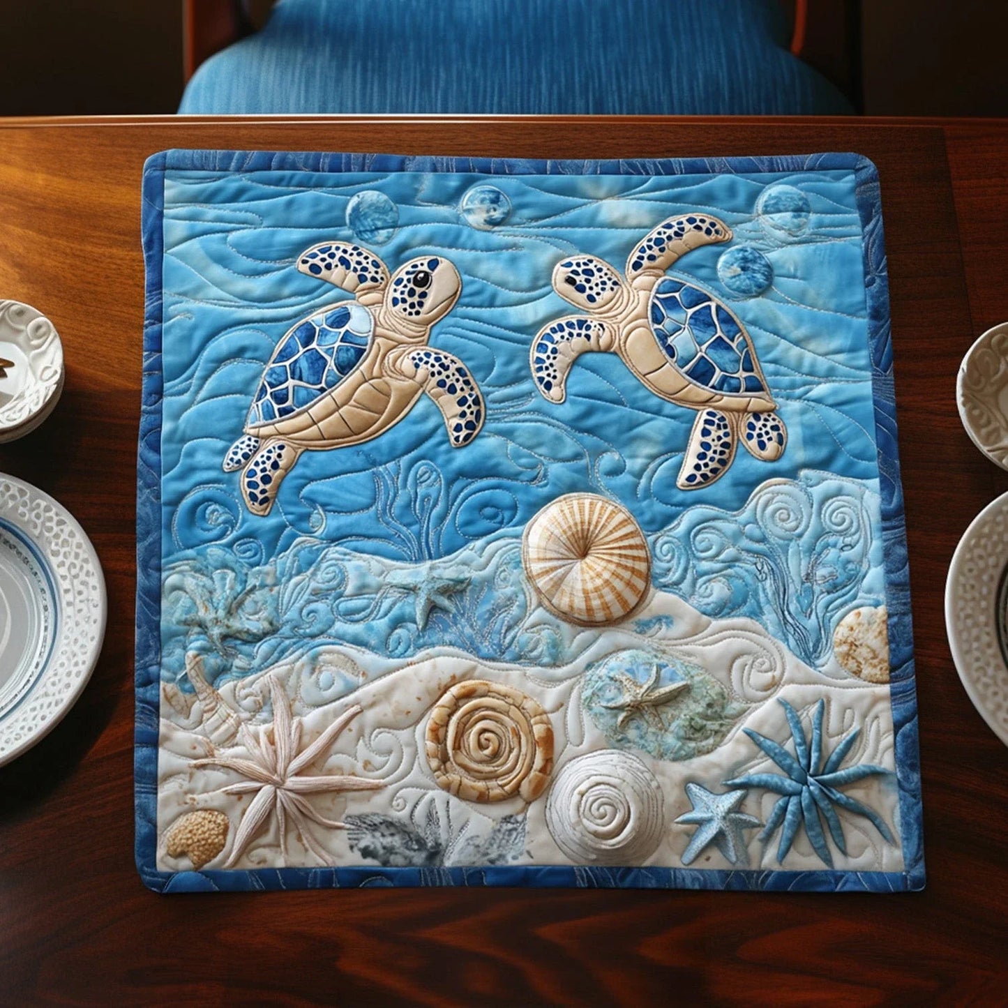 Shell of Wisdom Quilted Table Topper
