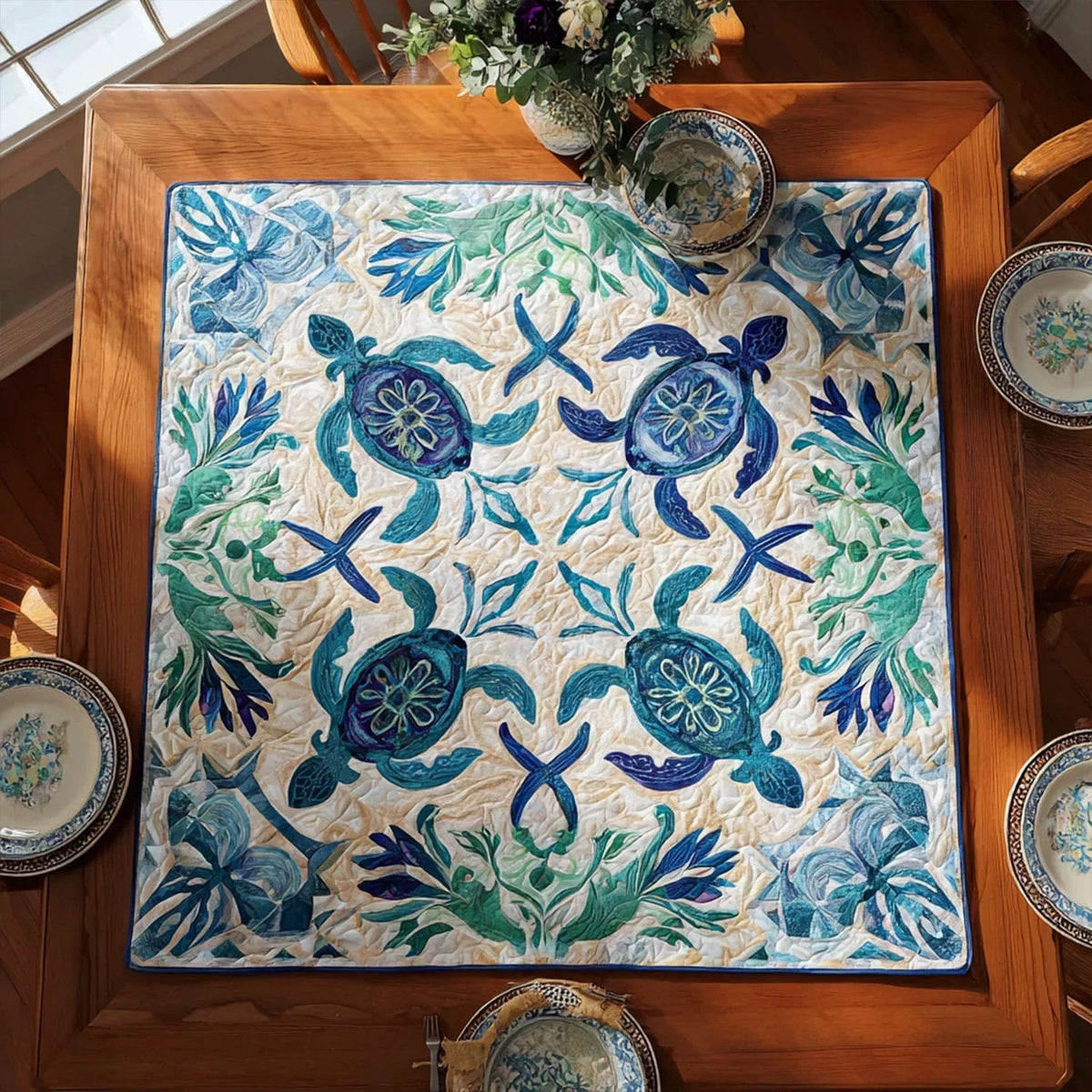 Shelled Serenity Quilted Table Topper