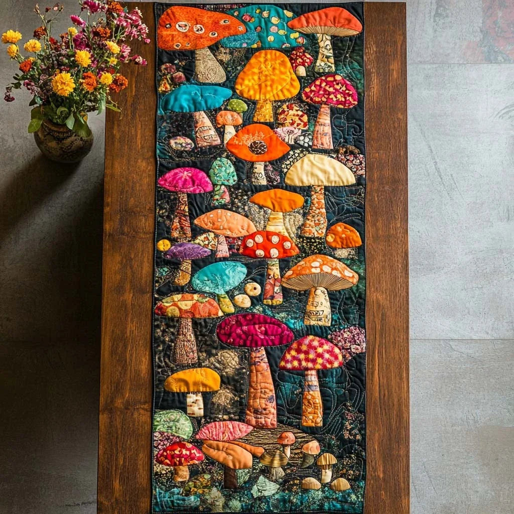 Shroomy Vibes Quilted Table Runner