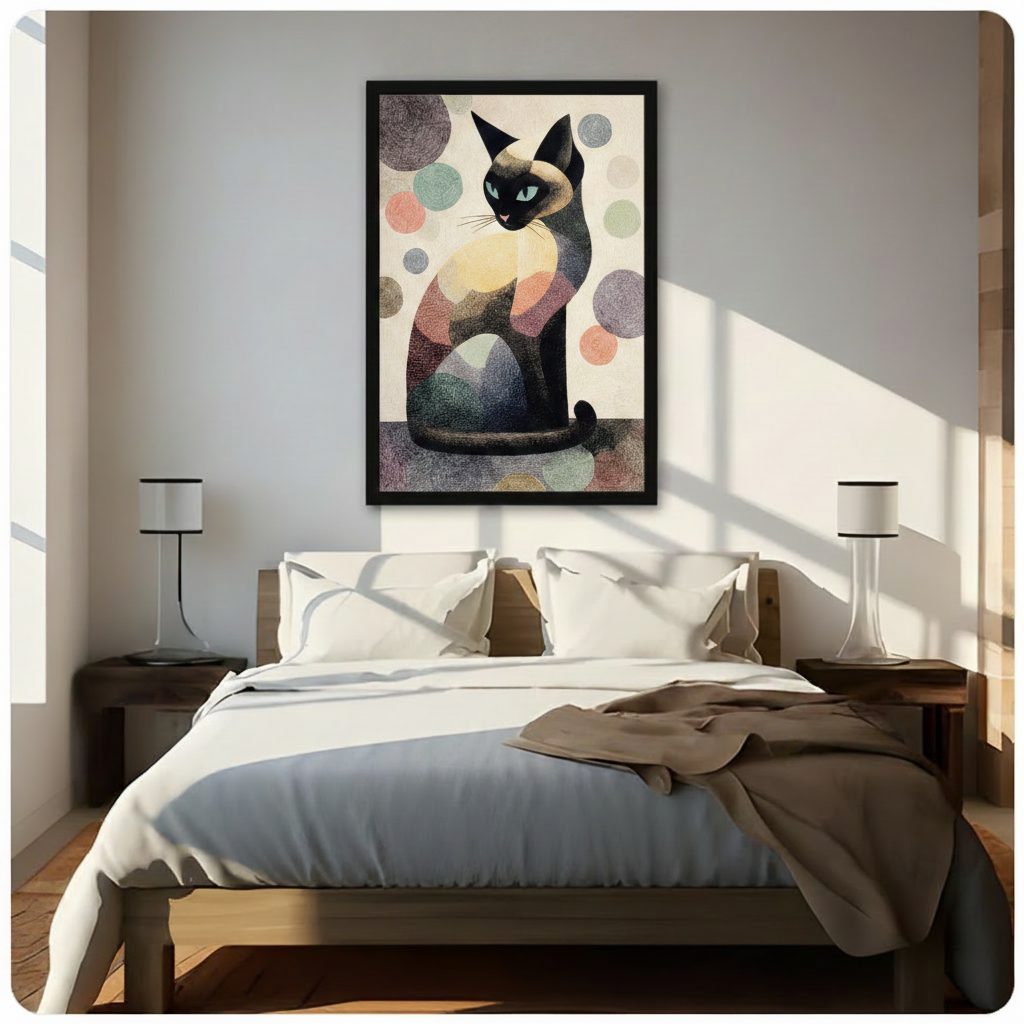 Abstract Siamese Cat Boho Canvas Wall Art