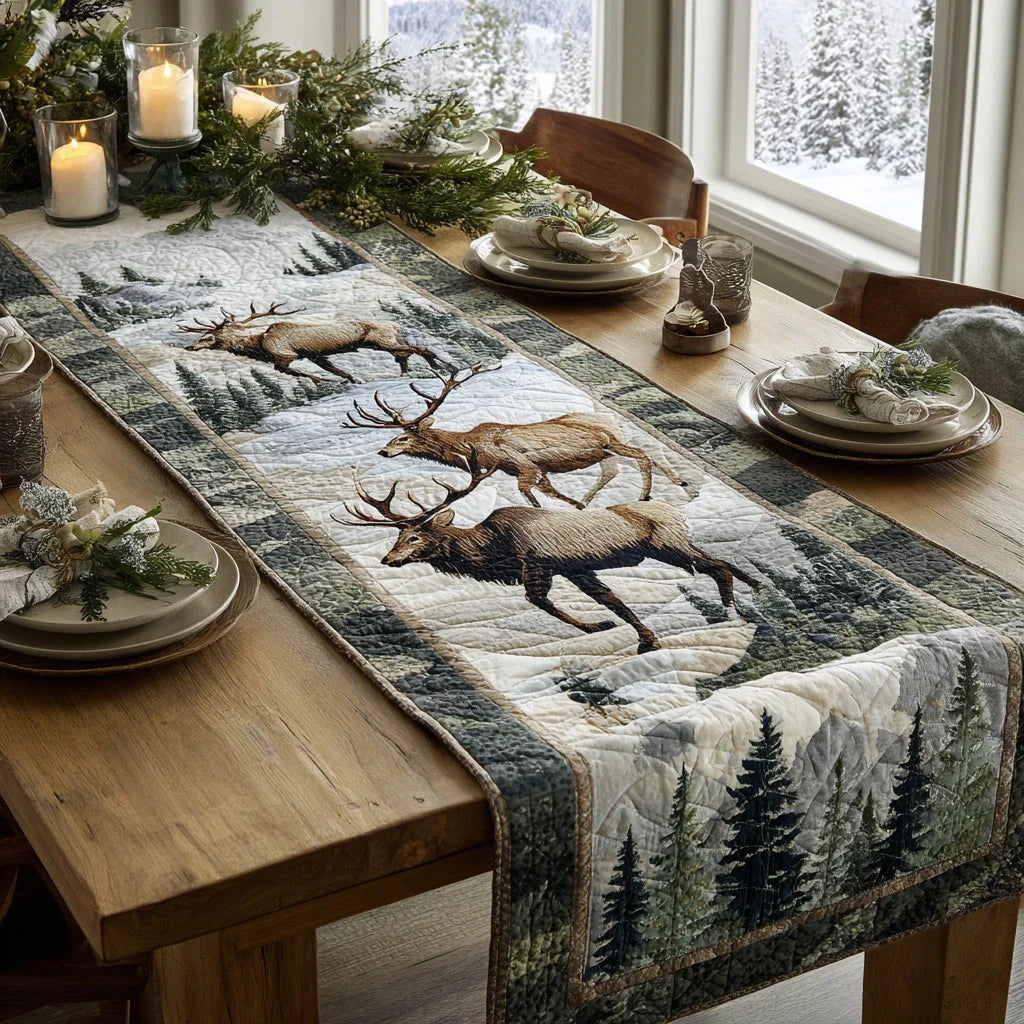 Silent Elk Quilted Table Runner