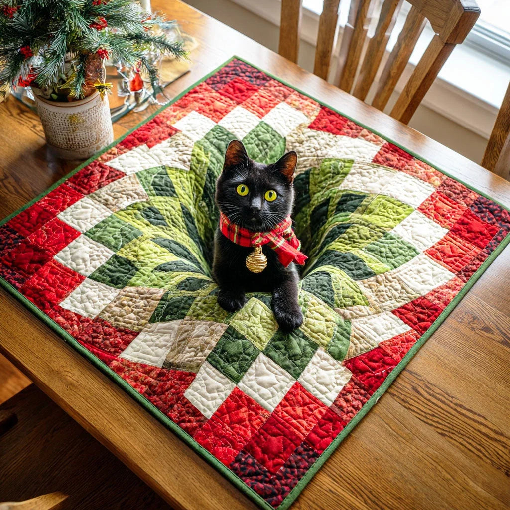 Silent Meow Quilted Table Topper