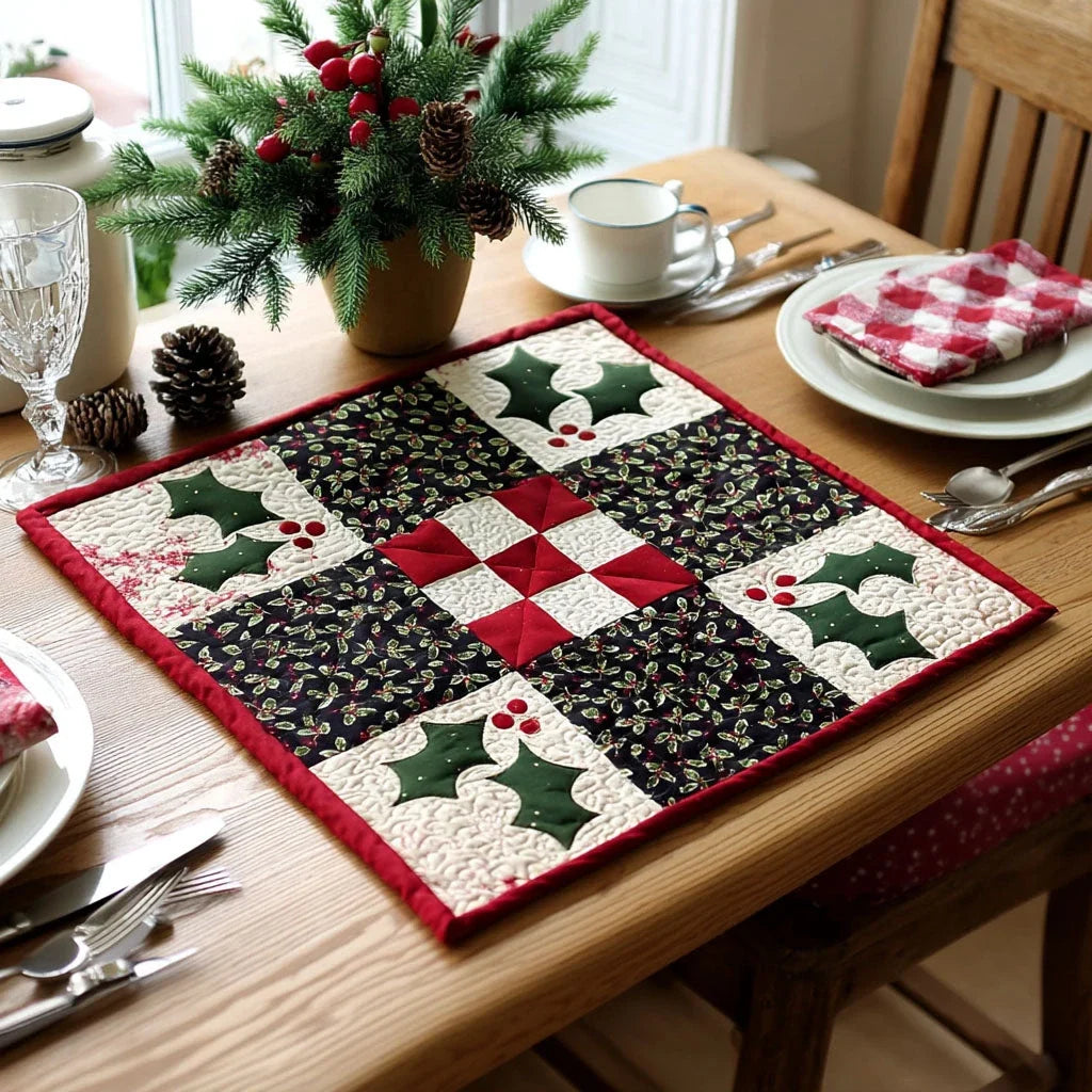 Silent Night Cross Quilted Table Topper