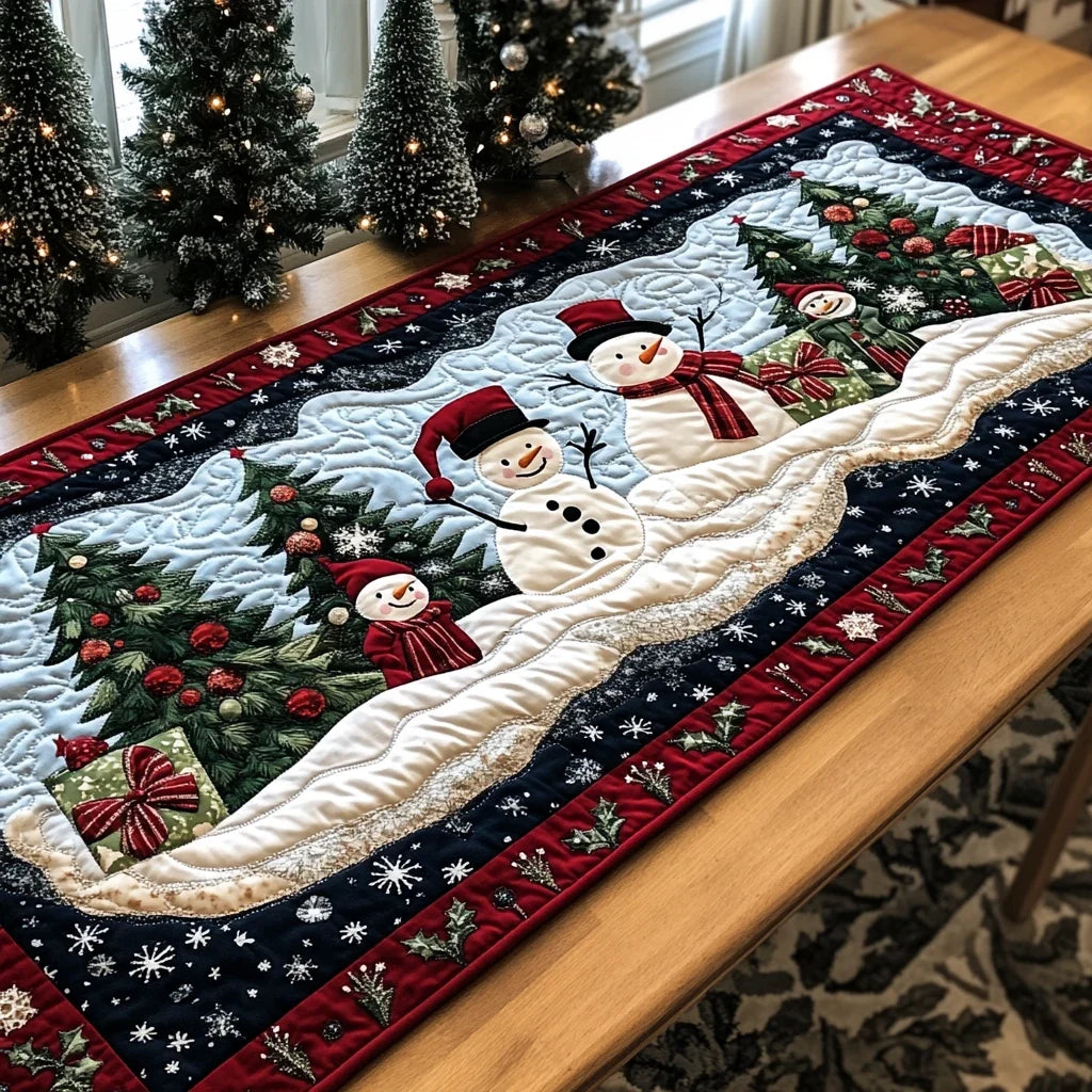 Silent Snow Quilted Table Runner