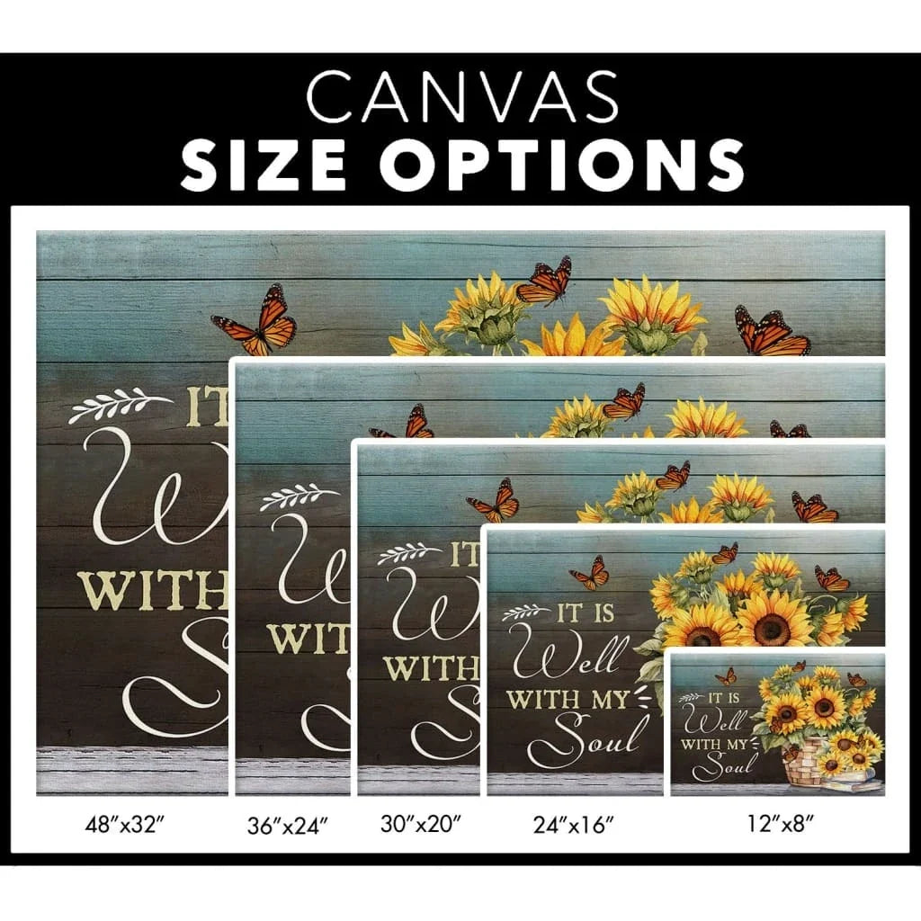 it is well with my soul canvas butterflies and sunflowers inspirational christian wall art (Landscape) (view 5)