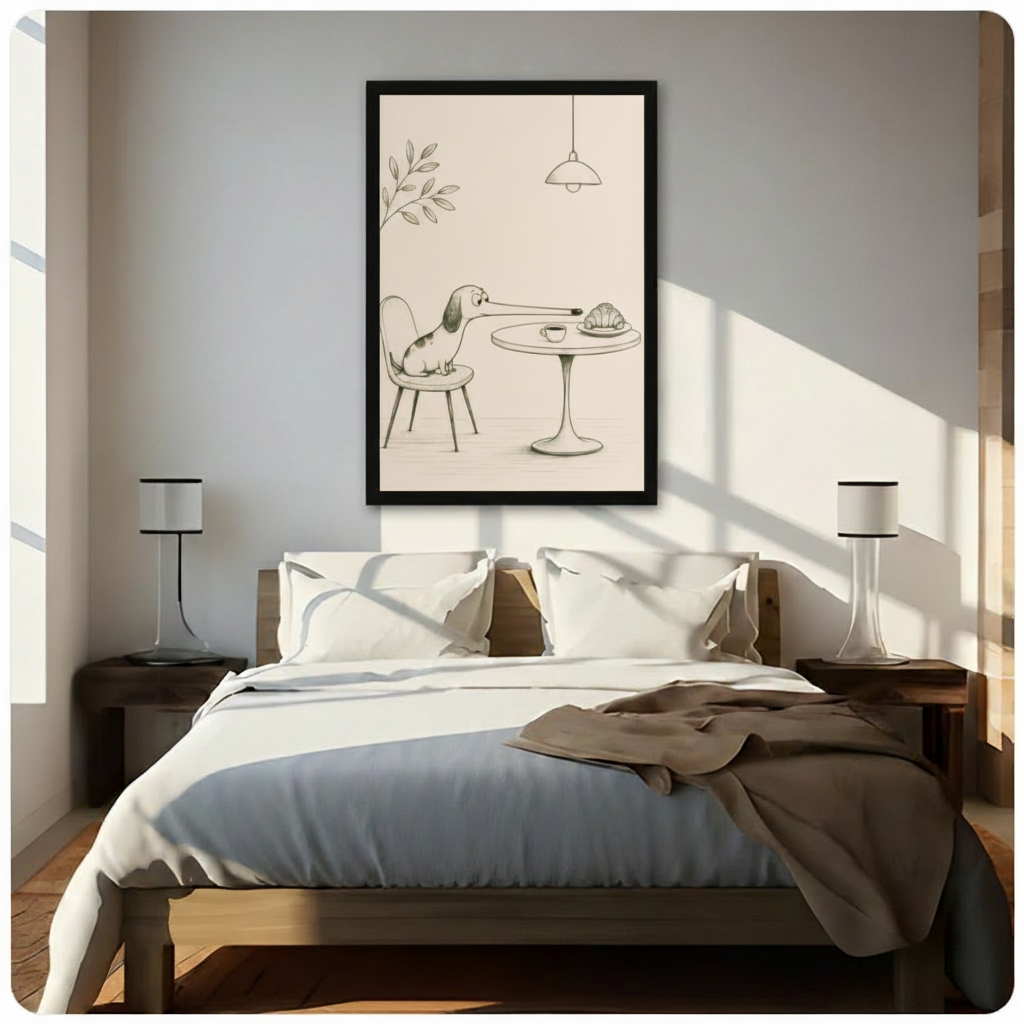 Funny Dachshund Cafe Canvas Wall Art