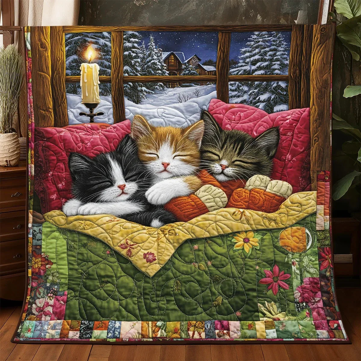 Sleeping Cat Quilt Blanket